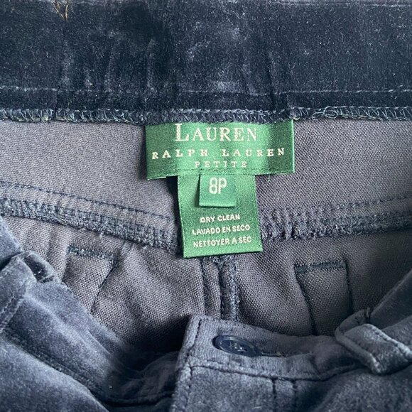Vintage Ralph Lauren Petite Navy Velour 5 Pocket Straight Leg Jeans USA 8P NOS - Picture 6 of 12